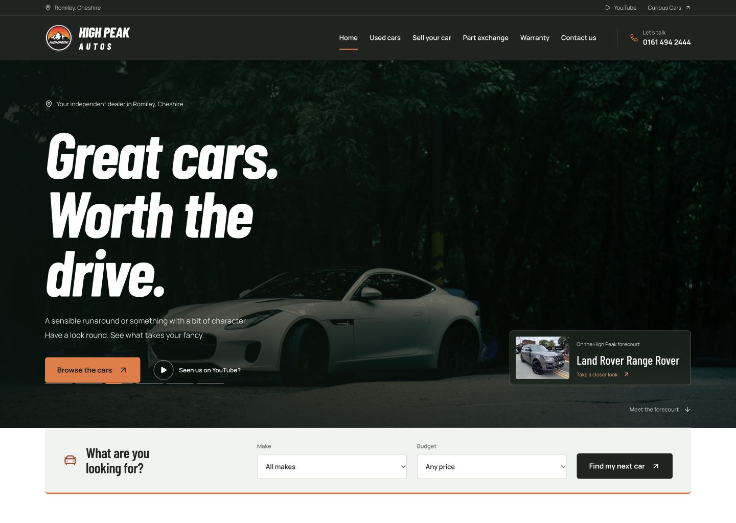 High Peak Autos desktop website preview
